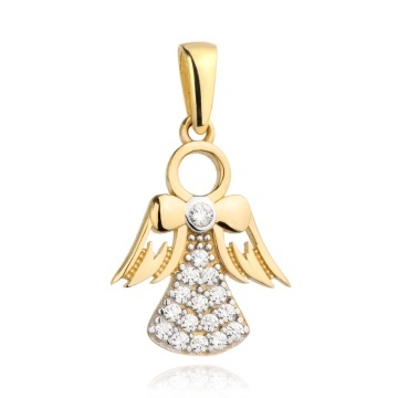 Pandantiv Aur 14k cu Ingeras si Zirconii Albe - Img 3