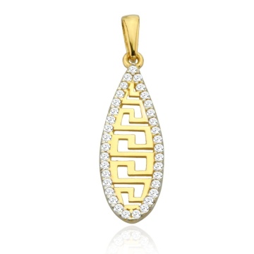 Pandantiv Aur 14k cu Model Grecesc si Zirconii Albe - Img 2