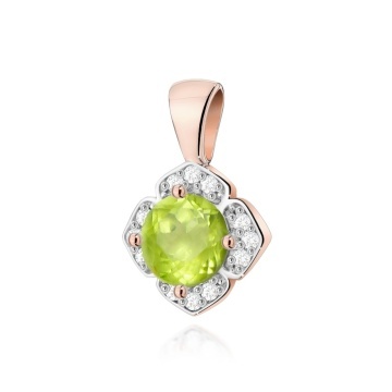 Pandantiv Aur 14K cu Peridot 0.60 ct si Diamante Naturale 0.06 ct - Img 3
