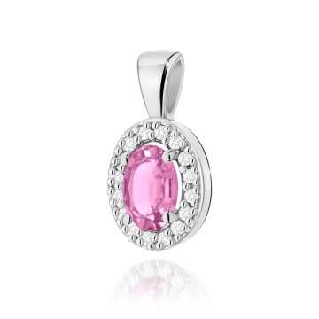 Pandantiv Aur 14K cu Pink Sapphire 0.45 ct si Diamante Naturale 0.08 ct - Img 7