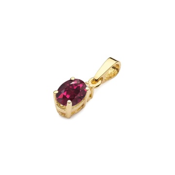 Pandantiv Aur 14K cu Rhodolite 0.50 ct si Diamant Natural 0.01 ct - Img 2