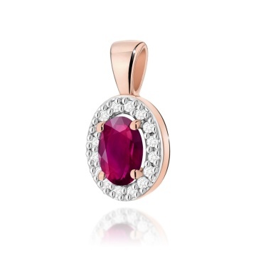 Pandantiv Aur 14K cu Rhodolite 0.50 ct si Diamante Naturale 0.08 ct - Img 4