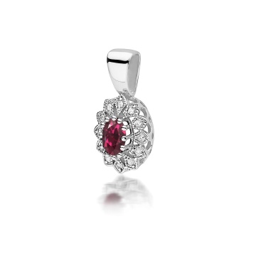 Pandantiv Aur 14K cu Rhodolite 0.50 ct si Diamante Naturale 0.10 ct - Img 5