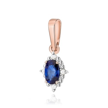 Pandantiv Aur 14K cu Safir 0.30 ct si Diamante Naturale 0.02 ct - Img 2