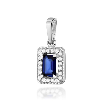 Pandantiv Aur 14K cu Safir 0.60 ct si Diamante Naturale 0.10 ct - Img 3