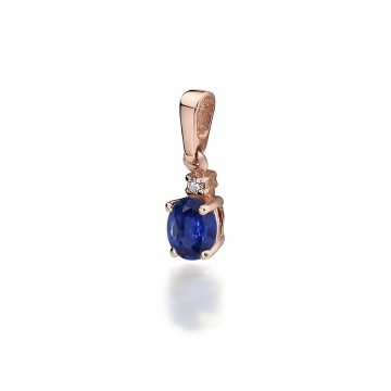 Pandantiv Aur 14K cu Safir 0.70 ct si Diamant Natural 0.01 ct - Img 3