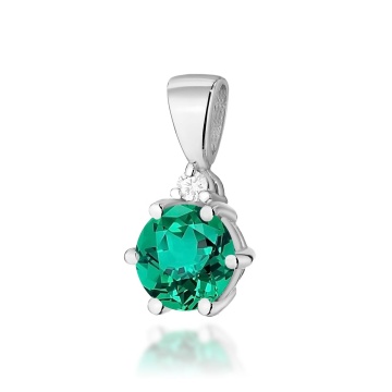 Pandantiv Aur 14K cu Smarald 0.50 ct si Diamant Natural 0.01 ct
