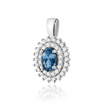 Pandantiv Aur 14K cu Topaz London Blue 0.50 ct si Diamante Naturale 0.19 ct - Img 3
