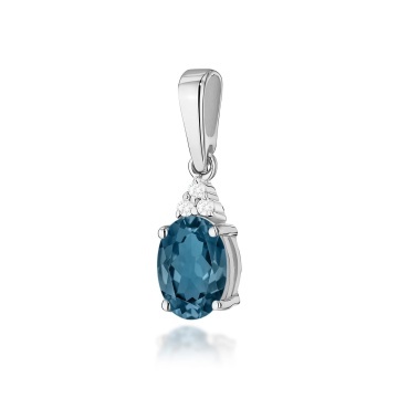 Pandantiv Aur 14K cu Topaz London Blue 0.85 ct si Diamante Naturale 0.03 ct - Img 4
