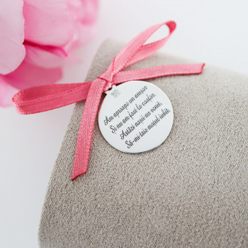 Banut Argint 2cm pentru Botez - Turta - personalizat fata si verso - Img 2