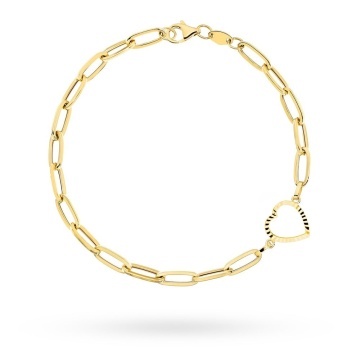 Brățară Aur 14K Cu Zale Lungi și Inimă Decorativă