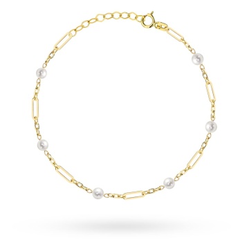 Brățară Aur 14K cu Zale Lungi și Perle Naturale