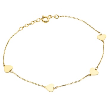 Brățară Aur 14K Delicată Cu Patru Inimioare Pline - Img 2