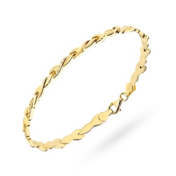 Bratară Aur 14K Design Valuri cu Finisaj Diamantat și Satinat