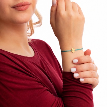 Bratara cu snur si fetita din aur 14k - Img 2