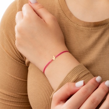Bratara cu snur si fluture din aur 14k - Img 2