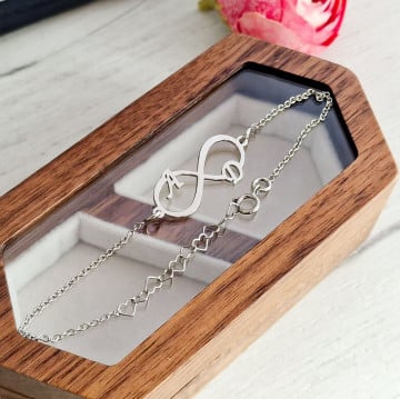 Bratara din argint 925 personalizabila cu orice initiale si infinit - Img 3
