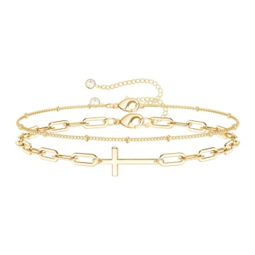 Bratara Dubla Cross din Inox placat cu AUR 18K