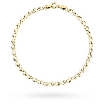 Bratara Lant cu Inimioare Impletite- Aur 14k