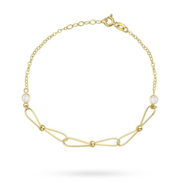 Bratara Lant cu Zale si Cristale- Aur 14k - Img 3