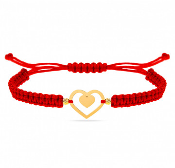 Bratara Love Duette cu snur si inimioare din Aur 14k