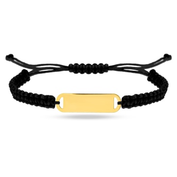 Bratara snur si placuta mini personalizabila din aur 14K