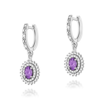 Cercei Aur 14K cu Ametist 0.40 ct si Diamante Naturale 0.44 ct - Img 3