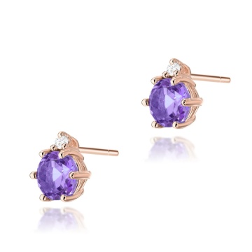 Cercei Aur 14K cu Ametist 0.50 ct si Diamante Naturale 0.03 ct - Img 5
