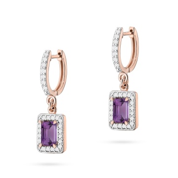 Cercei Aur 14K cu Ametist 0.50 ct si Diamante Naturale 0.34 ct - Img 4