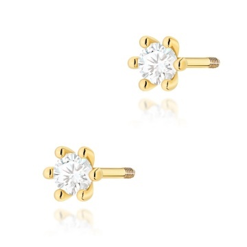 Cercei Aur 14K cu Diamant de Laborator 0.10 ct Filet cu Protectie