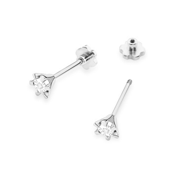 Cercei Aur 14K cu Diamant Natural 0.01 ct Filet cu Protectie - Img 5