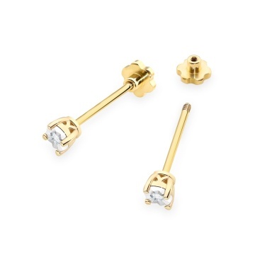 Cercei Aur 14K cu Diamant Natural 0.03 ct Filet cu Protectie - Img 2