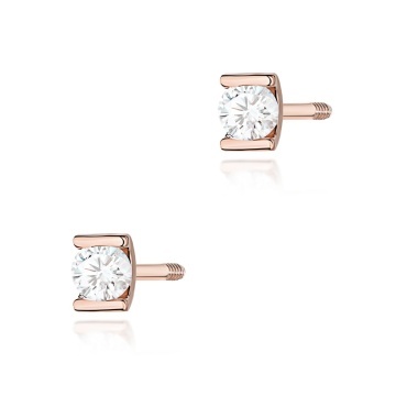 Cercei Aur 14K cu Diamant Natural 0.04 ct Filet cu Protectie - Img 3