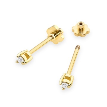 Cercei Aur 14K cu Diamant Natural 0.04 ct Filet cu Protectie - Img 2