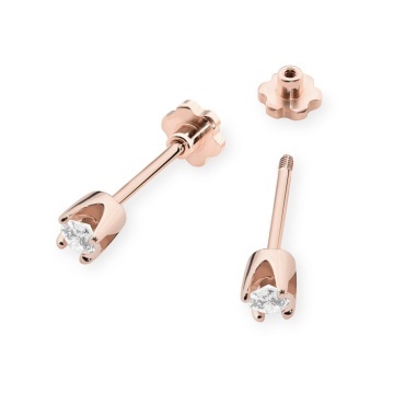 Cercei Aur 14K cu Diamant Natural 0.08 ct Filet cu Protectie - Img 6