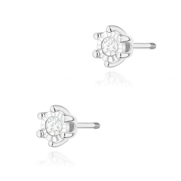 Cercei Aur 14K cu Diamant Natural 0.08 ct Filet cu Protectie - Img 5