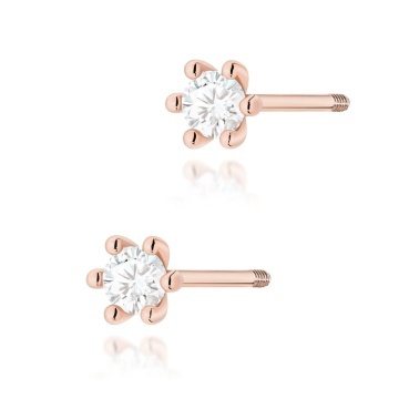 Cercei Aur 14K cu Diamant Natural 0.08 ct Filet cu Protectie - Img 4
