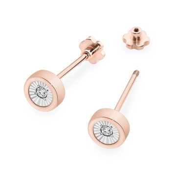 Cercei Aur 14K cu Diamant Natural 0.08 ct Filet cu Protectie - Img 8