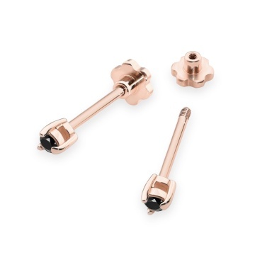 Cercei Aur 14K cu Diamant Natural Negru 0.04 ct Filet cu Protectie - Img 4