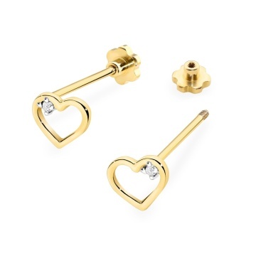 Cercei Aur 14K cu Diamante Naturale 0.01 ct Filet cu Protectie - Img 2