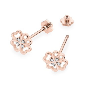 Cercei Aur 14K cu Diamante Naturale 0.04 ct Filet cu Protectie - Img 6