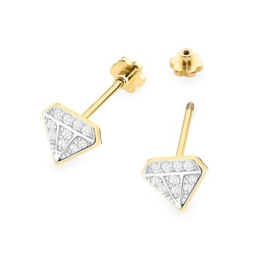 Cercei Aur 14K cu Diamante Naturale 0.10 ct Filet cu Protectie - Img 2