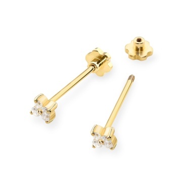 Cercei Aur 14K cu Diamante Naturale 0.12 ct Filet cu Protectie - Img 2