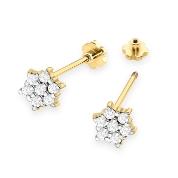 Cercei Aur 14K cu Diamante Naturale 0.12 ct Filet cu Protectie - Img 2