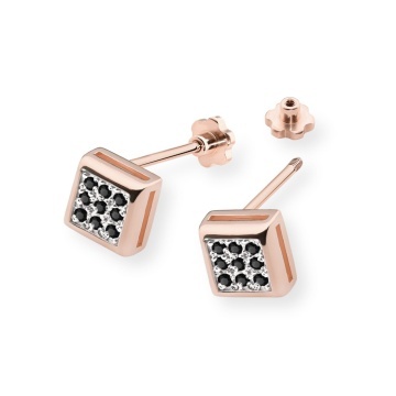 Cercei Aur 14K cu Diamante Naturale Negre 0.09 ct Filet cu Protectie - Img 4