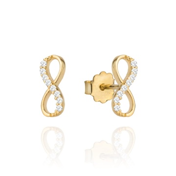 Cercei Aur 14k cu Infinit si Zirconii Albe - Img 5