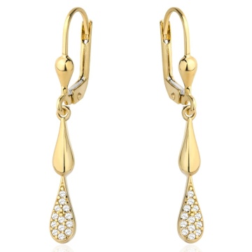 Cercei Aur 14k cu Model Neted si Zirconii - Img 2