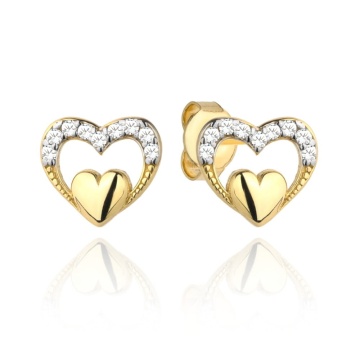 Cercei Aur 14k cu Model si Zirconii Albe - Img 5