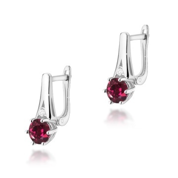 Cercei Aur 14K cu Rhodolite 0.60 ct si Diamante Naturale 0.03 ct - Img 3
