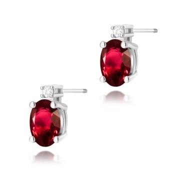 Cercei Aur 14K cu Rubin 0.60 ct si Diamante Naturale 0.03 ct Filet cu Protectie - Img 7